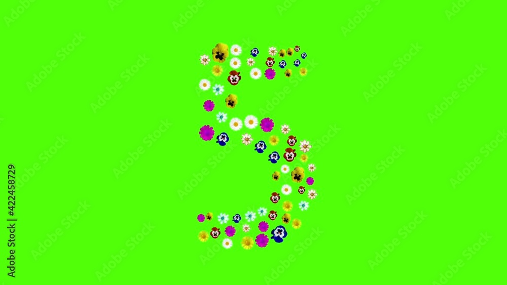 Numbers 1, 2,3,4,5,6,7,8,9,10 of different colors on a green isolated background. Appear do morphing Element for decoration. Pansies, eyes, chamomile. Screensaver, cutoff, holiday, wedding, birthday Numbers 1, 2,3,4,5,6,7,8,9,10 of different colors on a green isolated background. Appear do morphing Element for decoration. Pansies, eyes, chamomile. Screensaver, cutoff, holiday, wedding, birthday