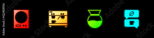 Set Electronic scales, Coffee machine, Pour over coffee maker and and conversation icon. Vector