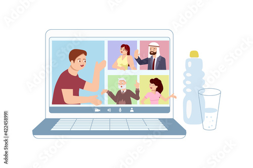 Different People taking part in video conference