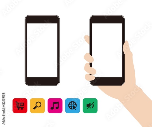 スマホ スマホを持つ手 シンプル イラスト 素材