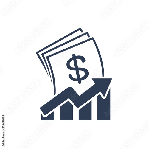 Inflow - outflow of investments. Vector icon isolated on white background.