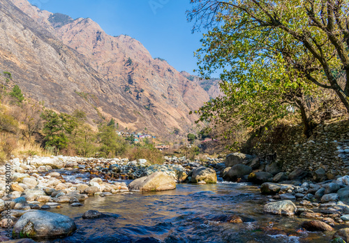 A mountain stream, Pekhri, Tirthan Valley, Himachal Pradesh, India