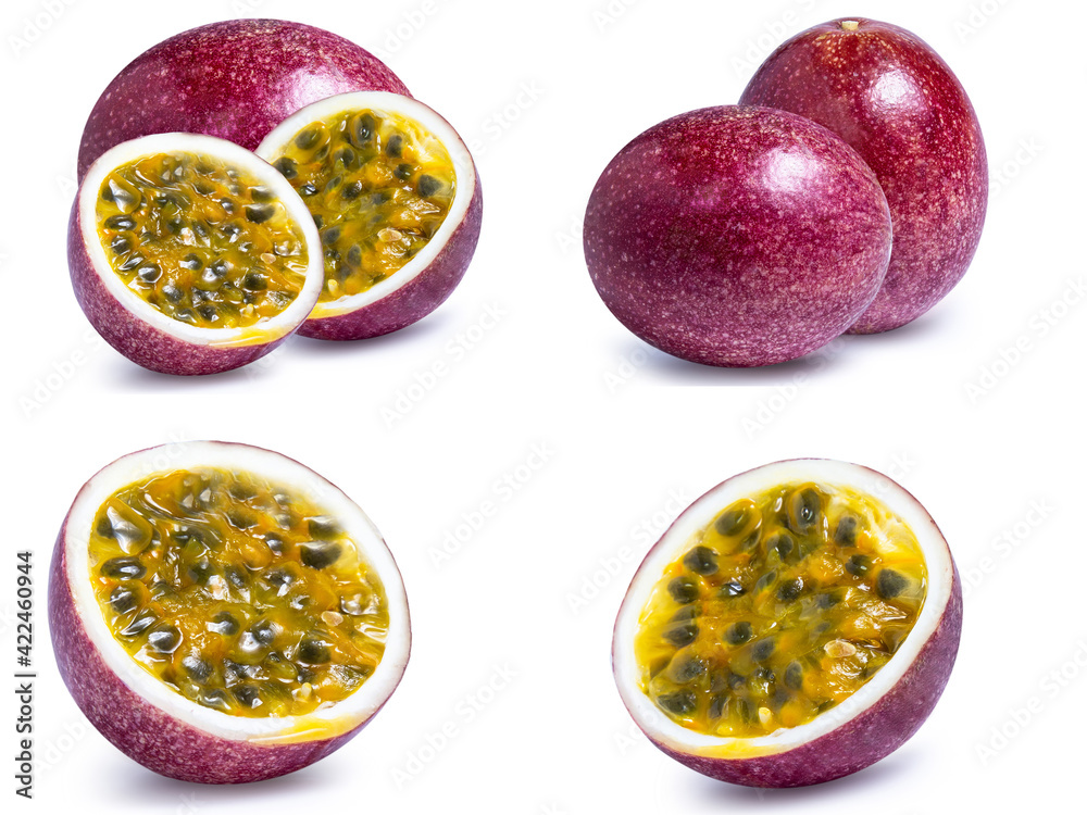 collection mix set passion fruit isolated on white background collection mix set passion fruit isolated on white background
