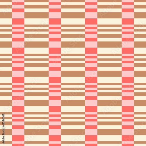 Bold Colorful Small Scale Optical Geo Horizontal Stripes Vector Seamless Pattern. Retro 70s Style Nostalgic Fashion Textile Background. Summer Resort Print. Micro Geometric Texture