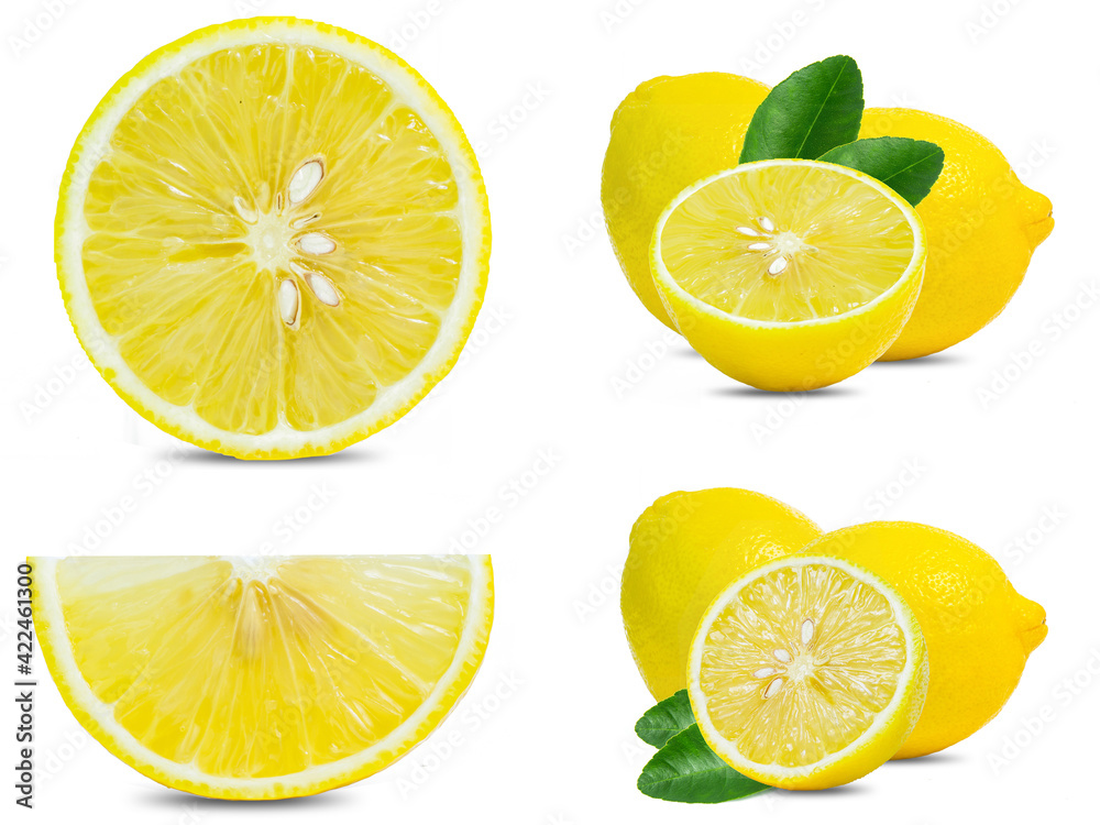 collection mix set red lemon isolated on white background