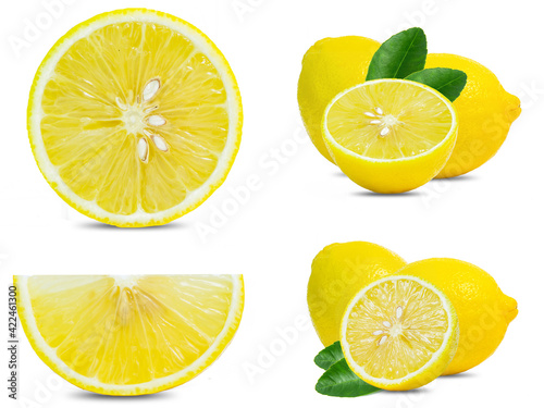 collection mix set red lemon isolated on white background