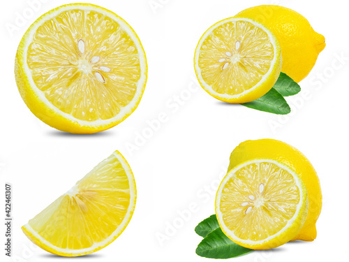 collection mix set red lemon isolated on white background