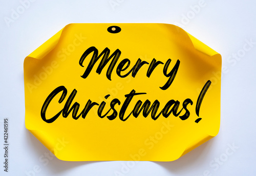 Merry Christmas! write on Sticky Notes. 