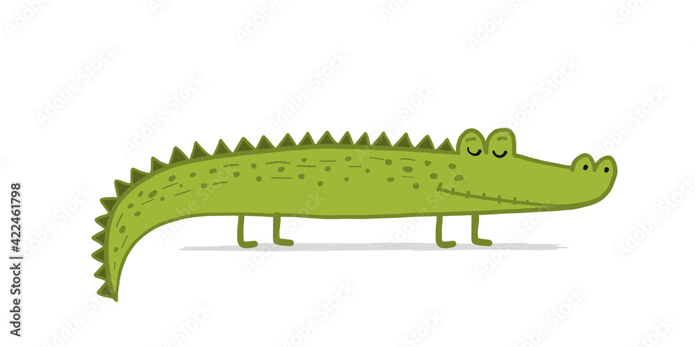 Obraz Funny Crocodile Character. Childish Style. Sketch for your design