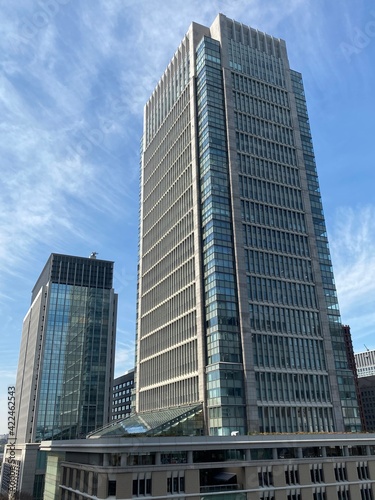 Skyscrapers in front of Tokyo Station  Marunouchi  Chiyoda-ku  Tokyo  Japan .