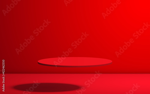 red podium and light in the red studio room