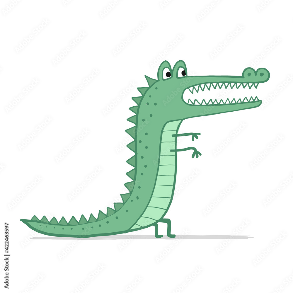 Fototapeta premium Funny Crocodile Character. Childish Style. Sketch for your design