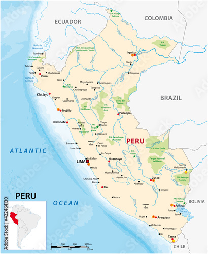 vector map of the South American state of Peru 