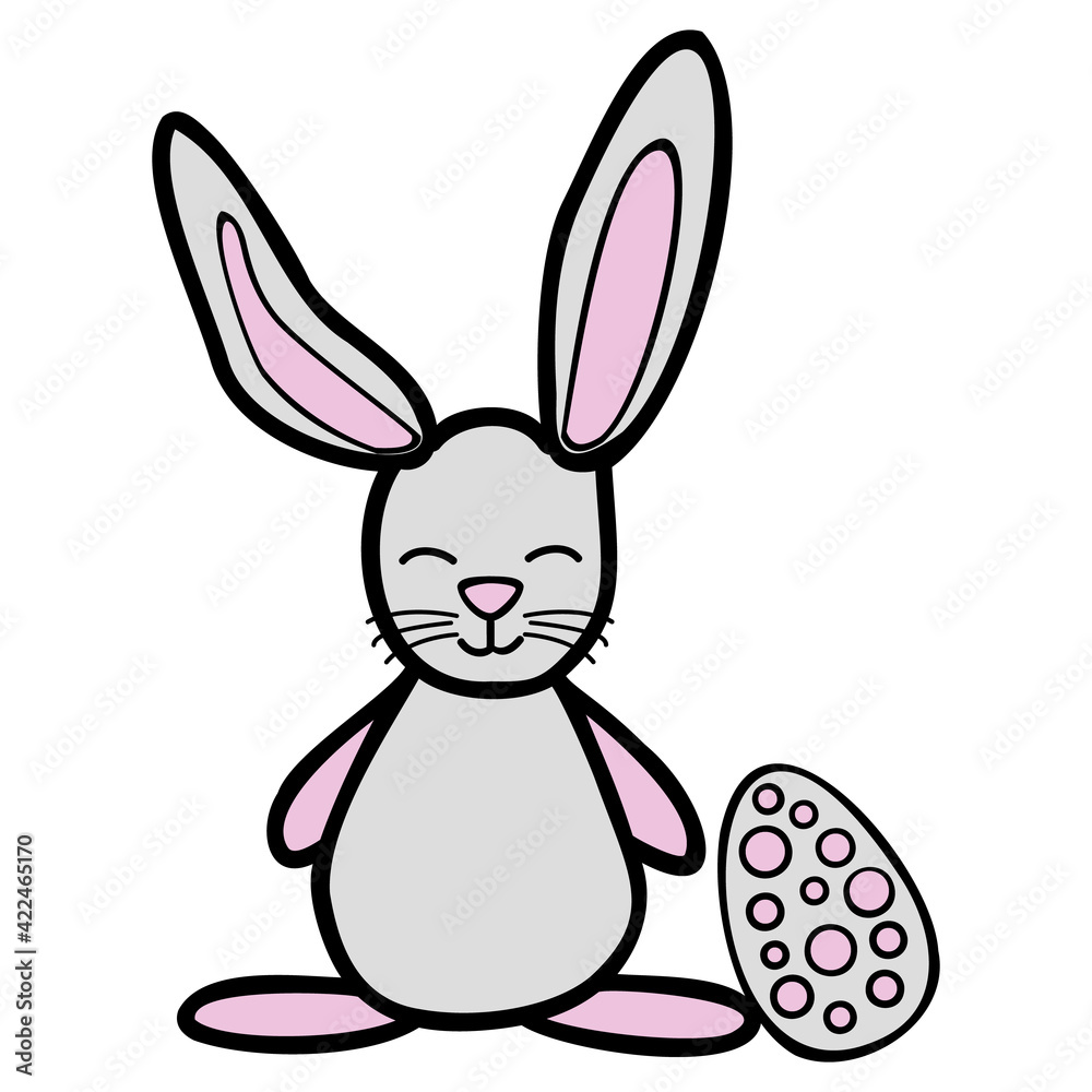 Obraz premium Standing Easter bunny with one egg beside