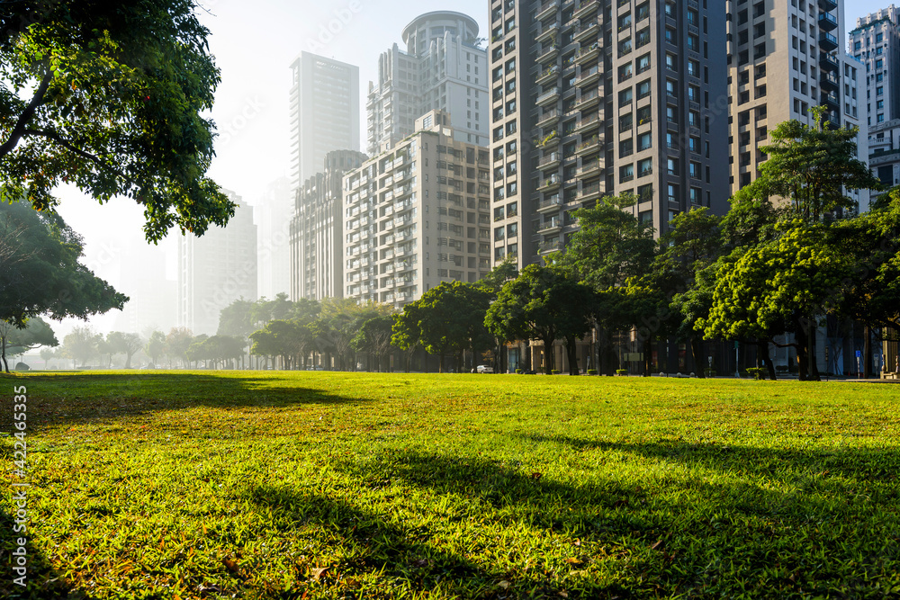 view of the park in downtown Taichung in Taiwan. near the National Taichung Theater. view of the park in downtown Taichung in Taiwan. near the National Taichung Theater.