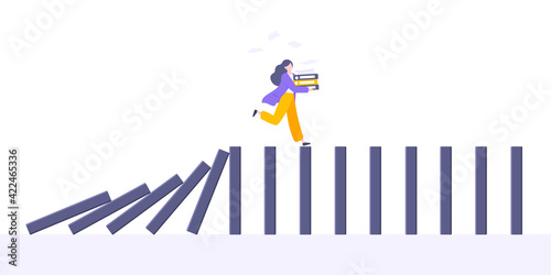 Domino effect or business cowardice metaphor vector illustration concept.