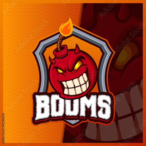 Devil Dynamite Boom mascot esport logo design illustrations vector template, Grenade logo for team game streamer youtuber banner twitch discord