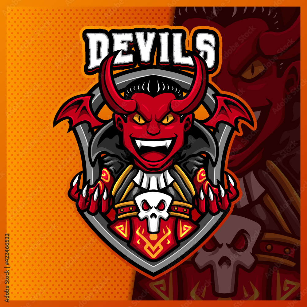 Devil Vampire Horn mascot esport logo design illustrations vector template, Evil logo for team game streamer youtuber banner twitch discord Devil Vampire Horn mascot esport logo design illustrations vector template, Evil logo for team game streamer youtuber banner twitch discord