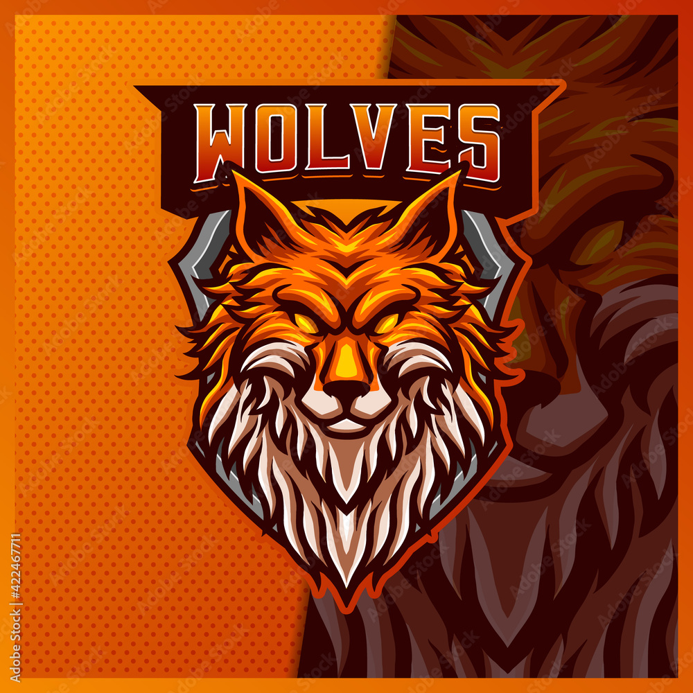 Wolf Fox Jackal mascot esport logo design illustrations vector template Blue Fox logo for team game streamer youtuber banner twitch discord Stock Vector Adobe Stock