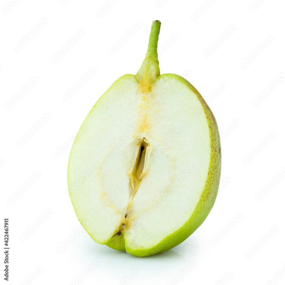 fresh green pear fruit isolated on white background
