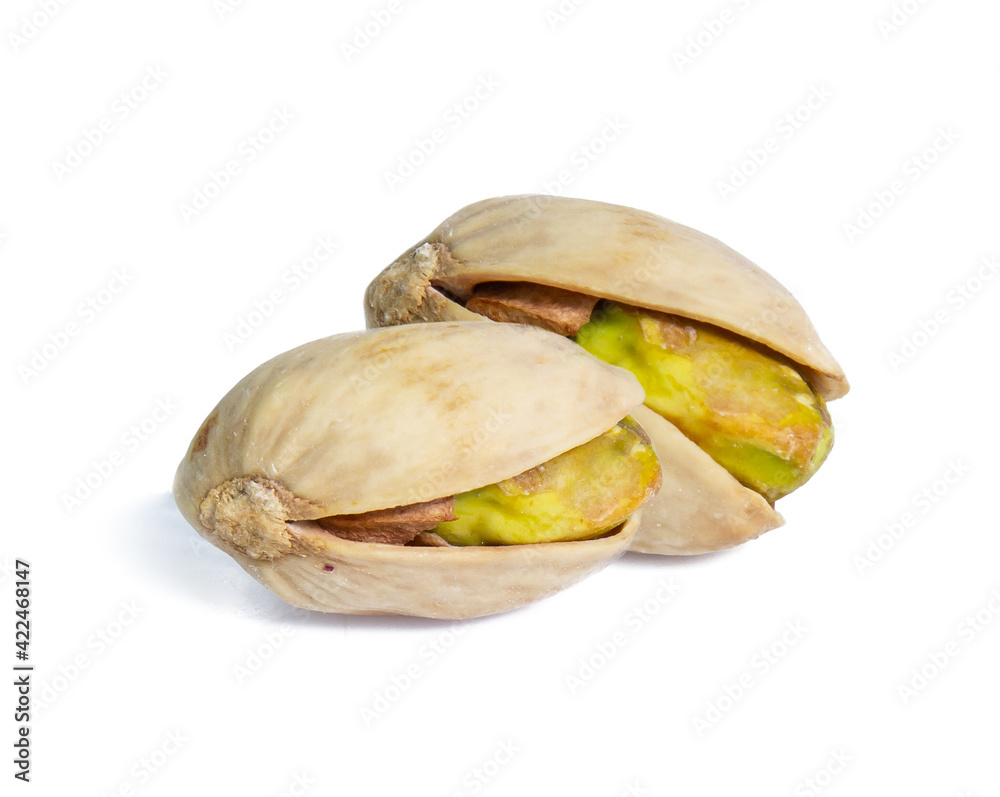 Pistachio nuts. Isolated on a white background