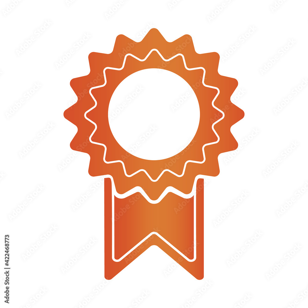 Medal with ribbon vector icon, empty space for design, award or certification concept, isolated on white. Medal with ribbon vector icon, empty space for design, award or certification concept, isolated on white.