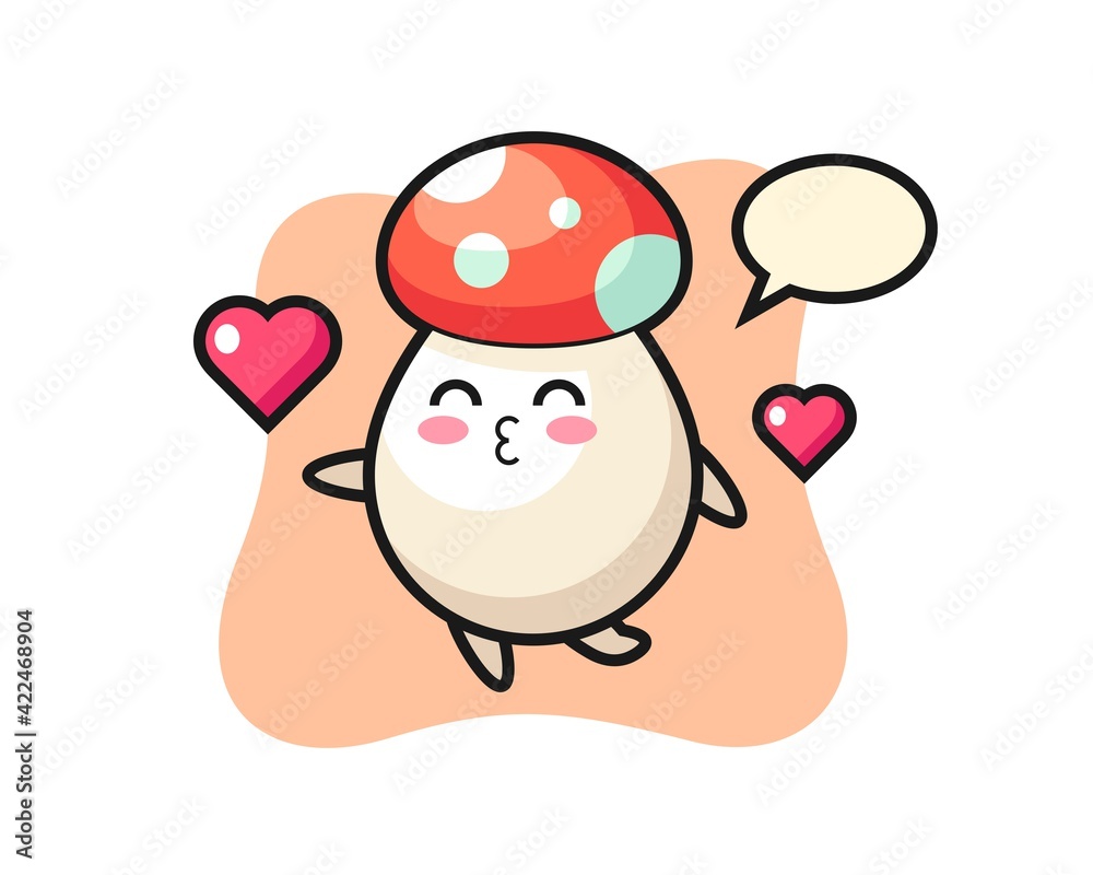 mushroom character cartoon with kissing gesture mushroom character cartoon with kissing gesture