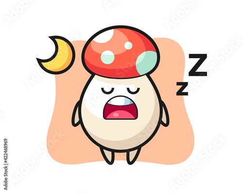 mushroom character illustration sleeping at night