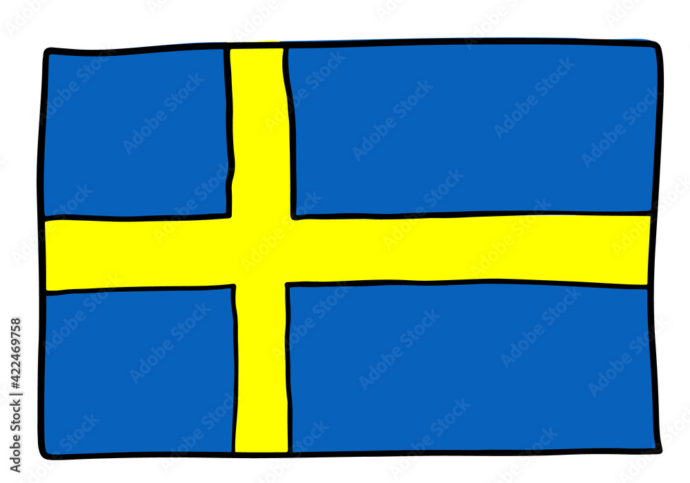 Sweden Doodle flag hand drawn . Sketch Vector illustration Sweden Doodle flag hand drawn . Sketch Vector illustration