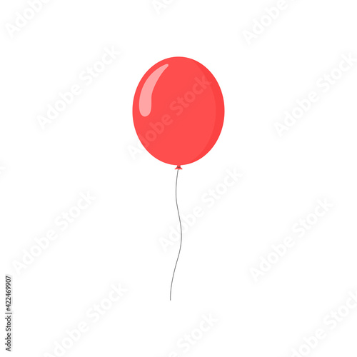 Red inflatable ball isolated on a white background. Holiday concept. Vector illustration.