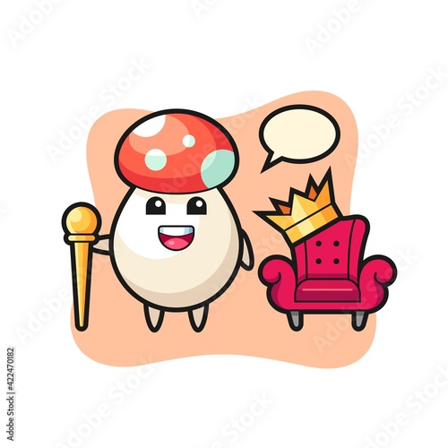 Mascot cartoon of mushroom as a king