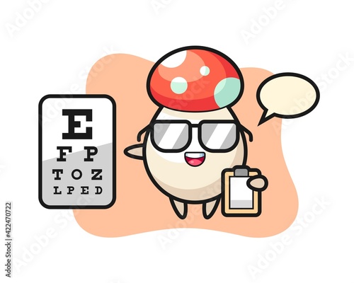 Illustration of mushroom mascot as a ophthalmology