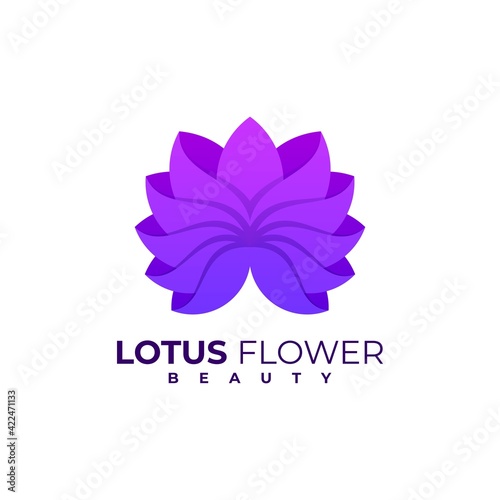 Vector Logo Illustration Lotus Gradient Colorful Style.