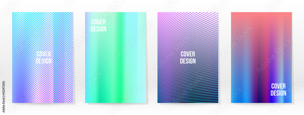 Fototapeta premium Holographic Poster Set Iridescent Technology Cover