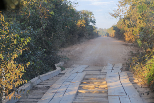 The Transpantaneira in the northern Pantanal with one of the famous wooden bridges photo