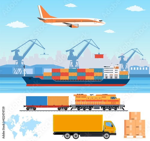 Logistics and transportation infographic elements