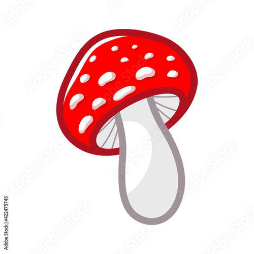 Mushroom icon. Amanita Muscaria fly agaric sign Magic mushroom symbol Vector illustration isolated on white background