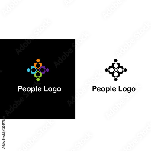 Abstract People Care Logo. Human Icon with Circular Two Hands Symbol. Flat Vector Logo Design Template Element. photo