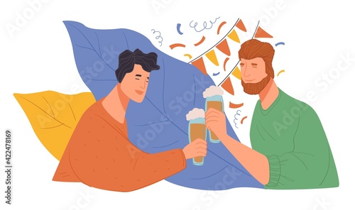 Male friends celebrating birthday or holidays