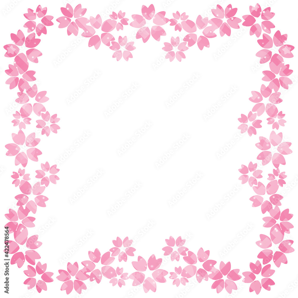 桜のフレーム　正方形　ピンク