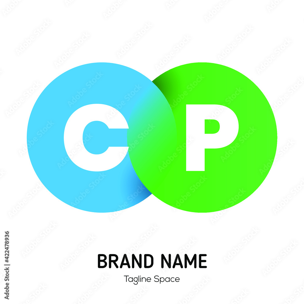Emblem of business company with two circle, letter C, P. Logo template of two merged circles for brand. Eps 10 vector illustration. Emblem of business company with two circle, letter C, P. Logo template of two merged circles for brand. Eps 10 vector illustration.
