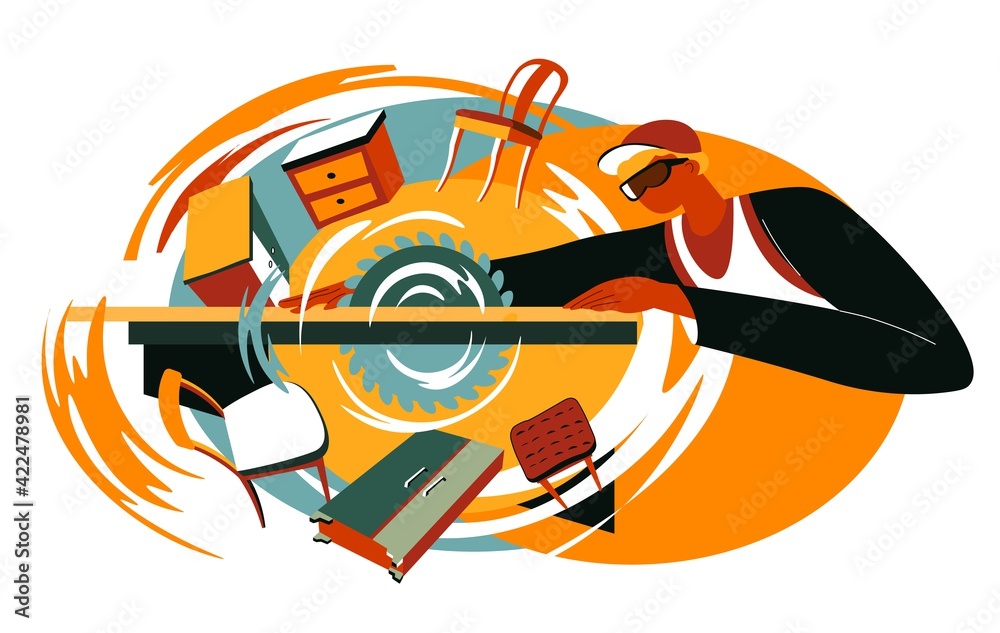 Fototapeta premium Carpenter working on handmade furniture making