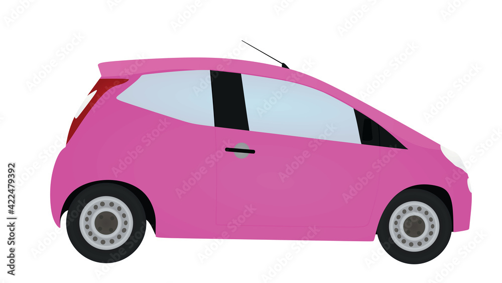 Pink city car. vector illustration