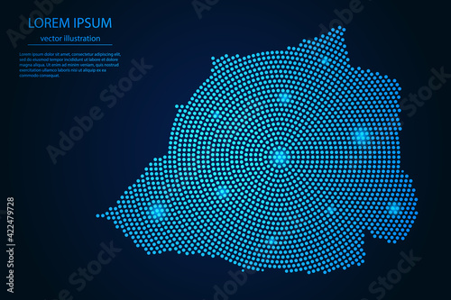 Abstract image Vatican City map from point blue and glowing stars on a dark background. vector illustration. 