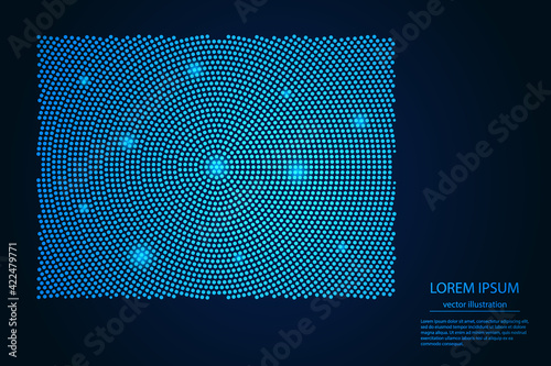 Abstract image Colorado map from point blue and glowing stars on a dark background. vector illustration. 