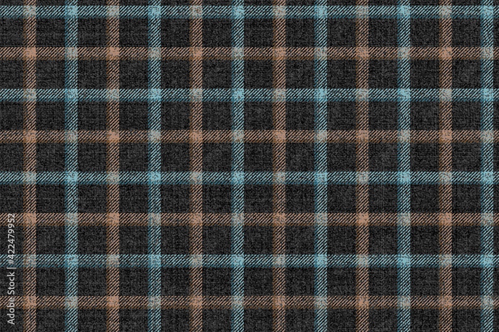 texture ragged grungy fabric of traditional old english tweed with blue and brown stripes on black checkered gingham seamless ornament for classic men's wool suit plaid tablecloths shirts tartan texture ragged grungy fabric of traditional old english tweed with blue and brown stripes on black checkered gingham seamless ornament for classic men's wool suit plaid tablecloths shirts tartan