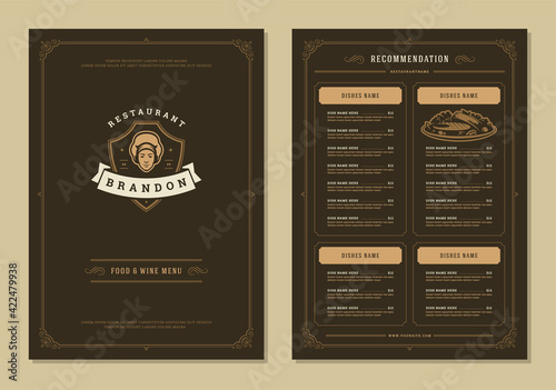 Restaurant menu design brochure template vector illustration