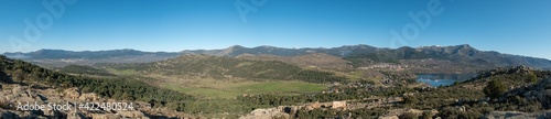Panoramic view of the mountains from the village of San Lorenzo de El Escorial to the village of Navacerrada - Monte Abantos - Cruz de los ca  dos - Siete Picos - Bola del Mundo - La Maliciosa