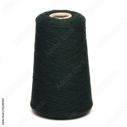 Colored yarn threads black isolated