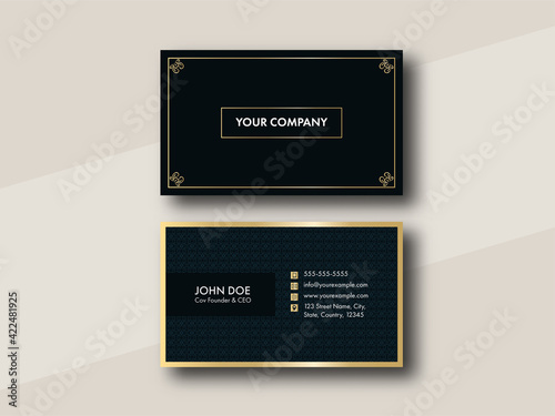 Wallpaper Mural Elegant Business Card Design With Double-Side Presentation On Beige Background. Torontodigital.ca